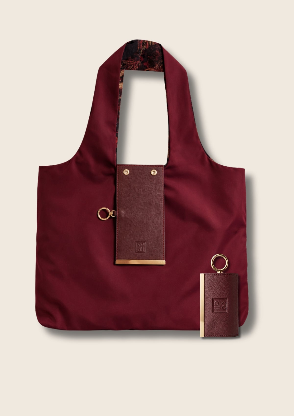 Bordo-Çiçek Charm Çanta