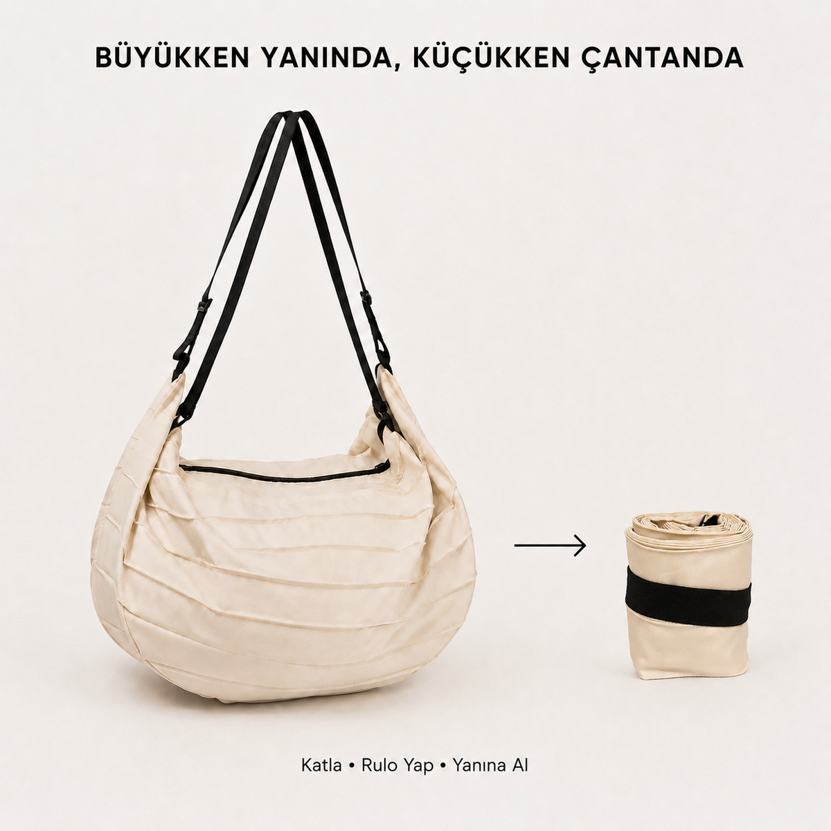 Katlanabilir Akordiyon Çanta – Bej