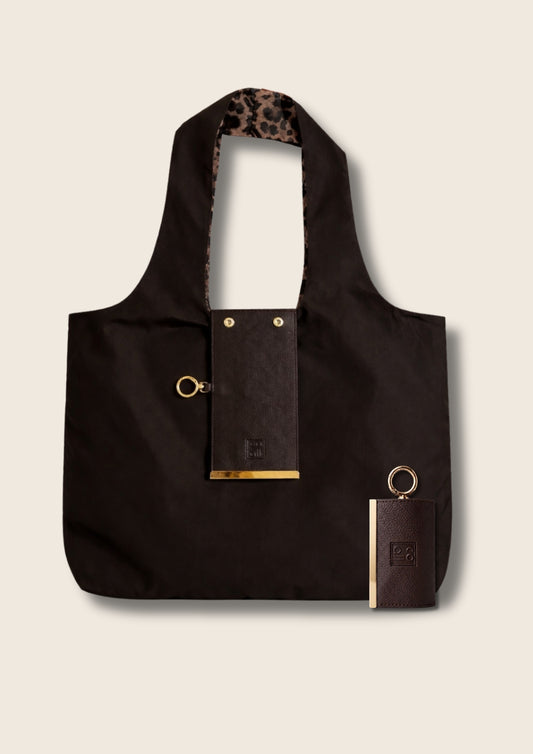 Kahve-Leopar Charm Çanta
