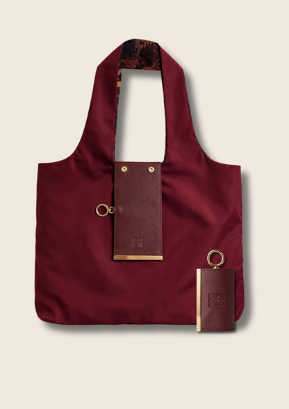 Bordo-Çiçek Charm Çanta