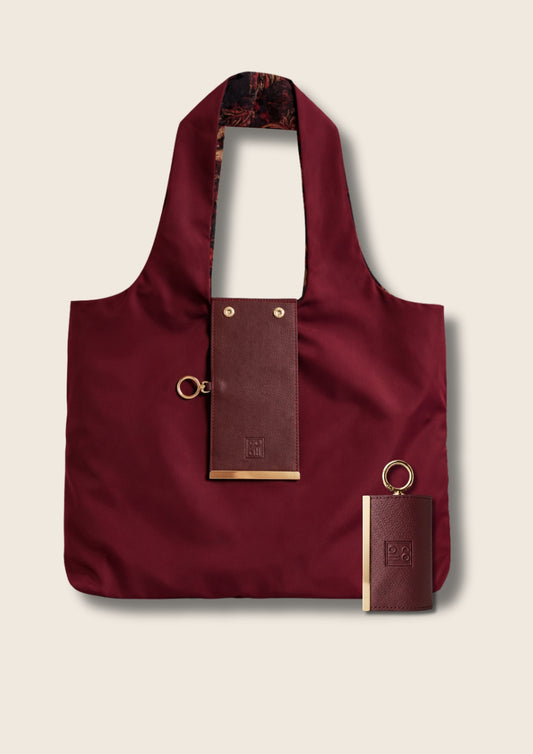 Bordo-Çiçek Charm Çanta