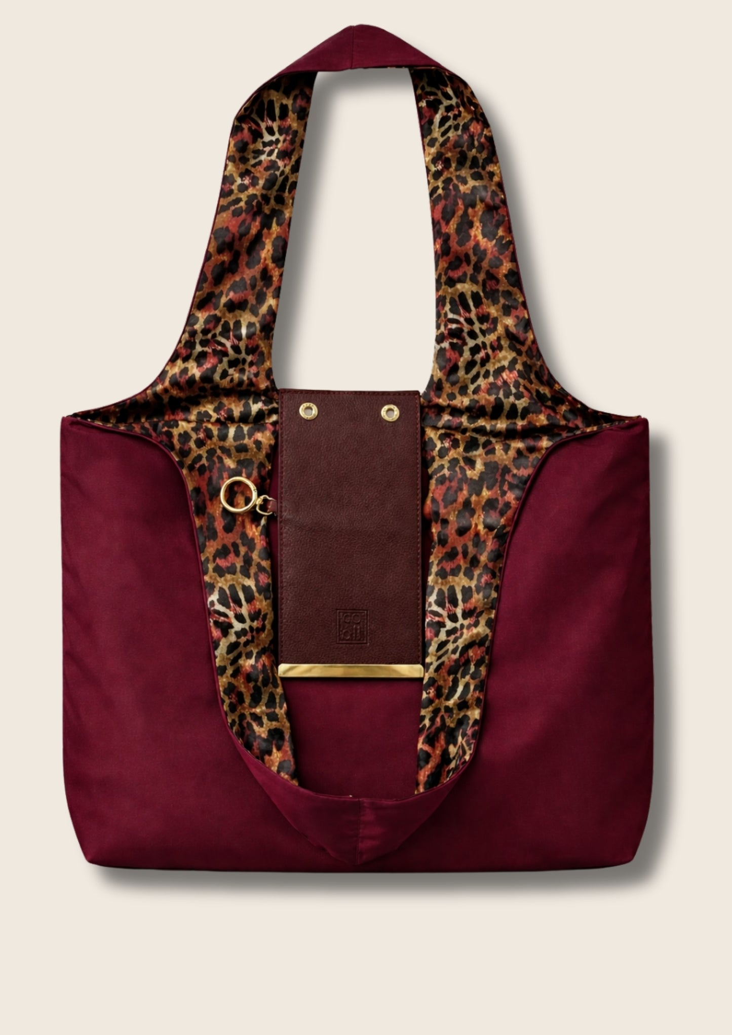 Bordo-Leopar Charm Çanta