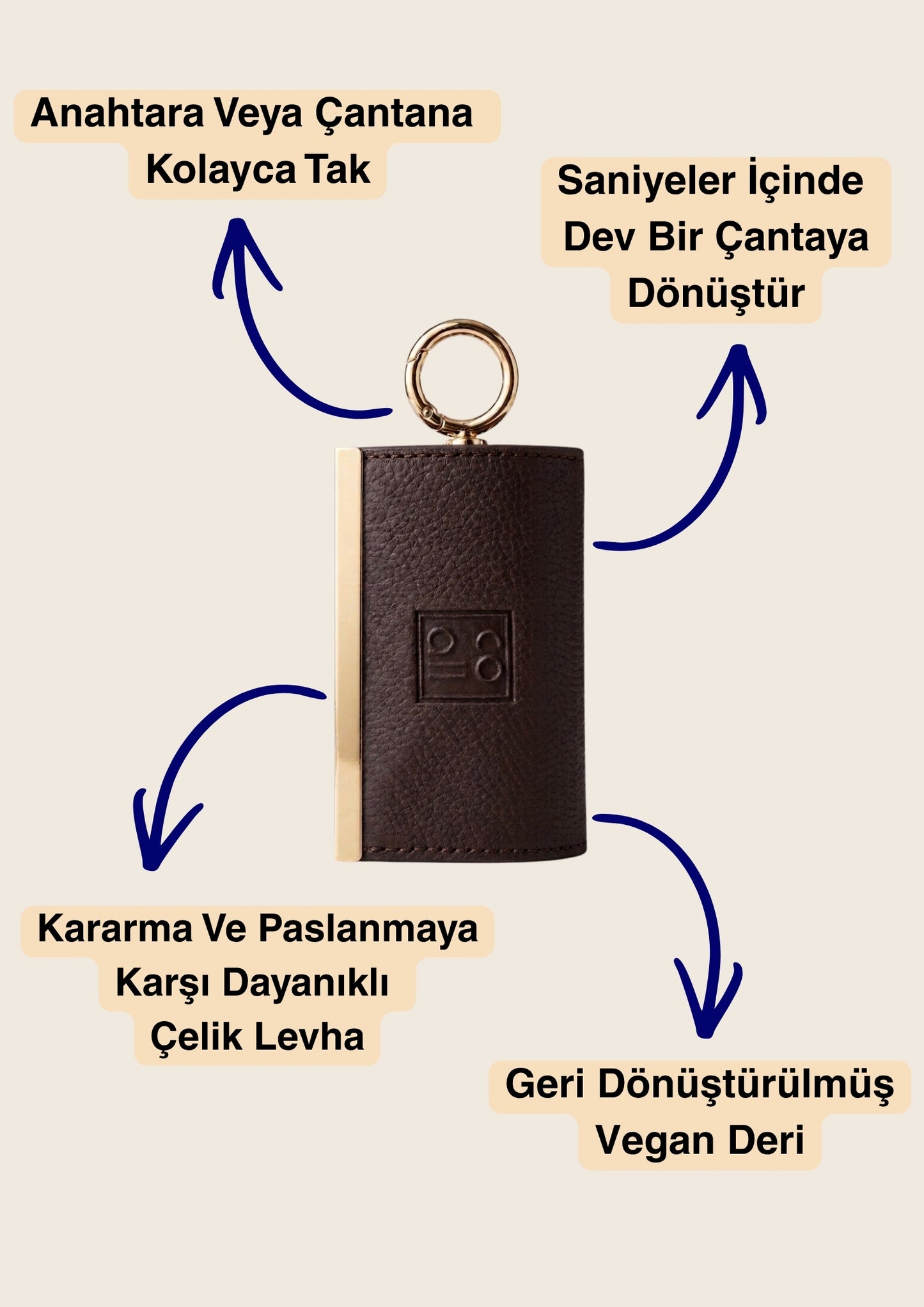 Kahve-Etnik Charm Çanta