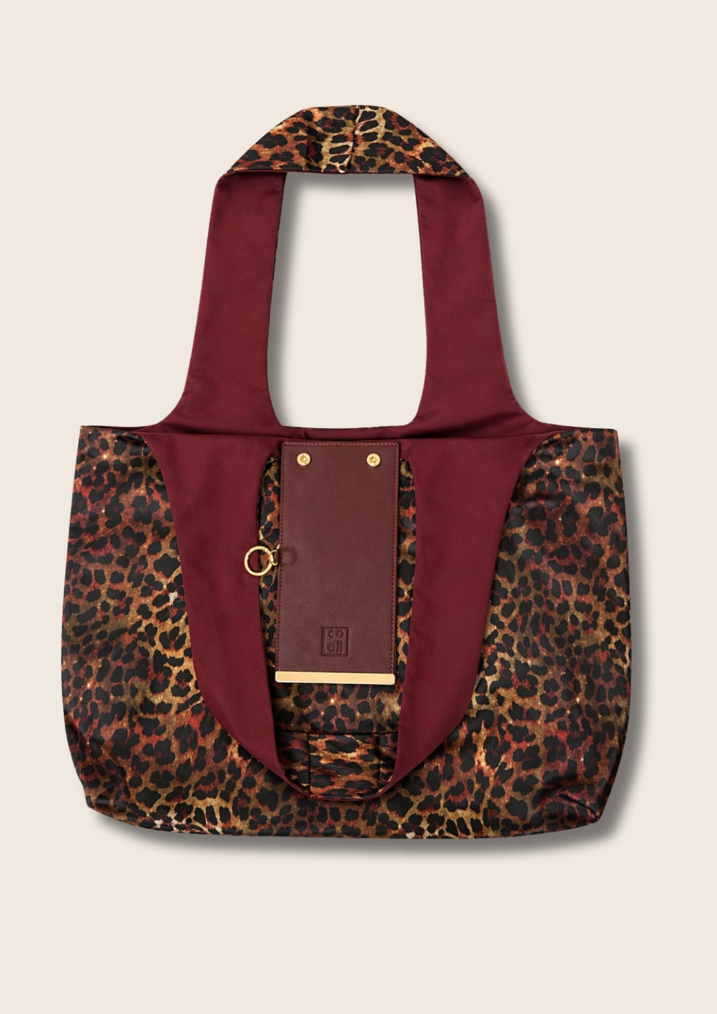 Bordo-Leopar Charm Çanta